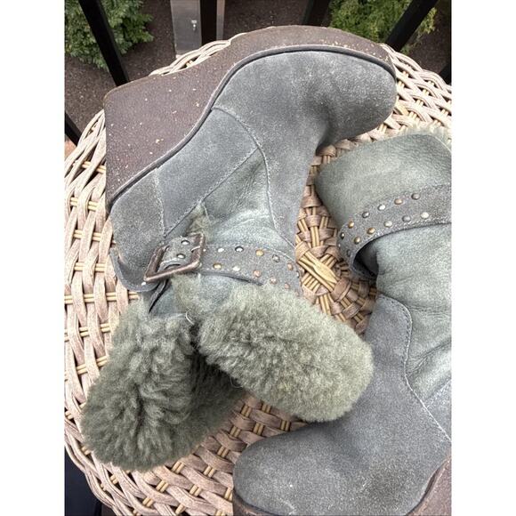 Emu Boots Heighton Lo Sheepskin Womens 5 Green Wedge Winter Australian - Picture 8 of 16